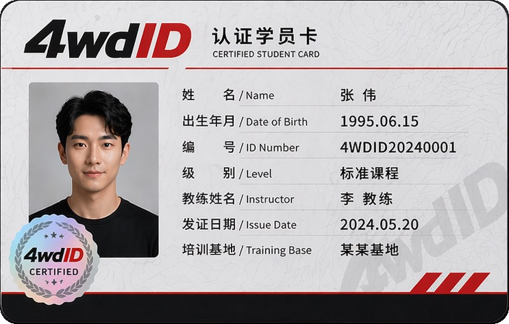 4wdID 认证学员卡正面效果